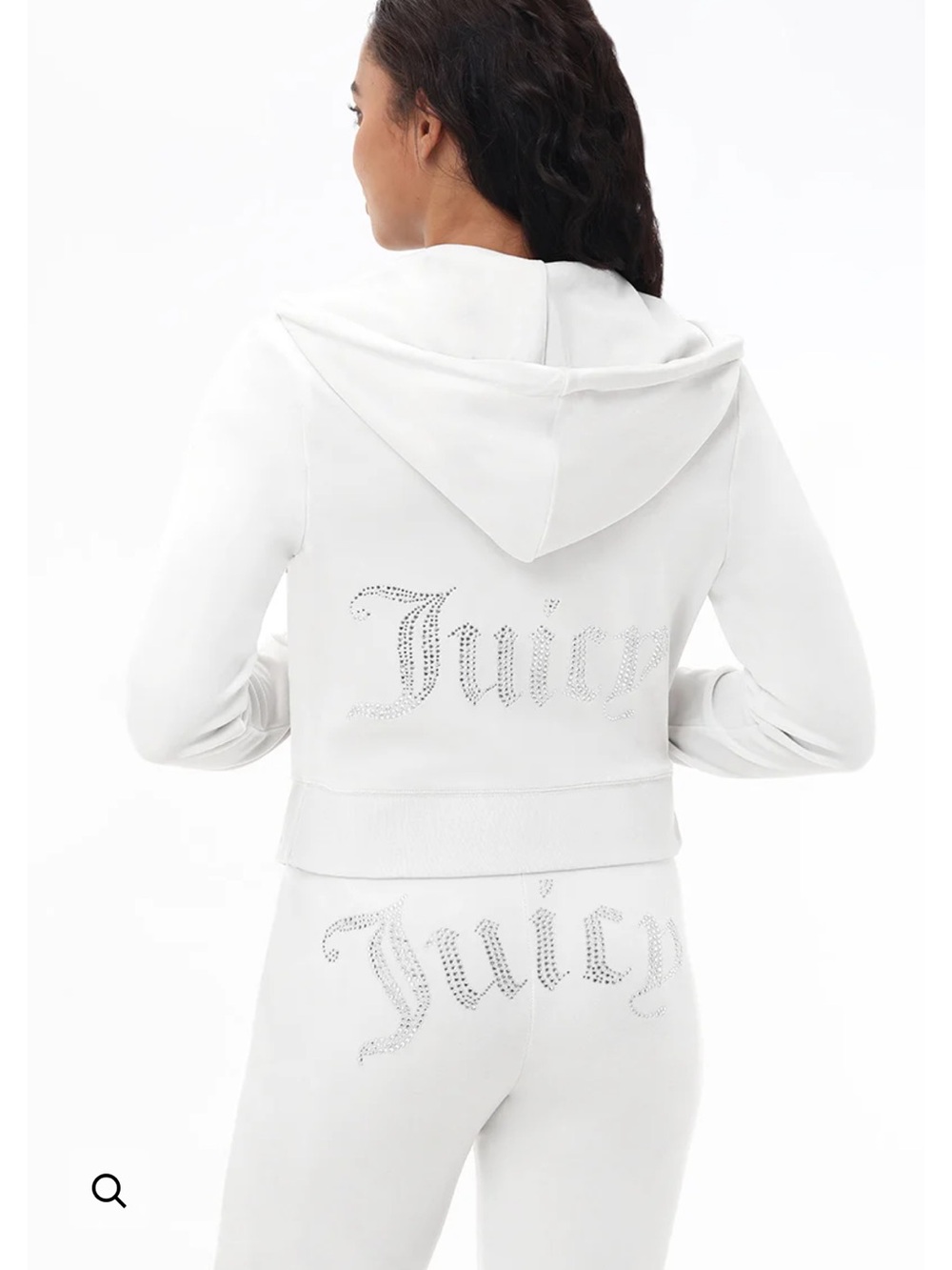 Juicy Couture White Rhinestone Logo Velour Set Jacket & Pants